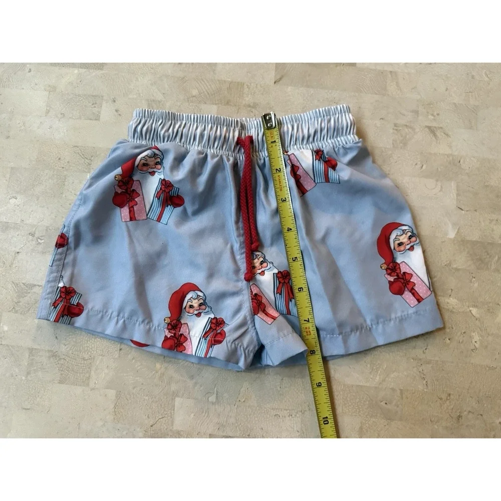 Sal & Pimenta Light Blue Santa Swim Shorts 18 Mo Boutique Summer‎ Toddler NWT